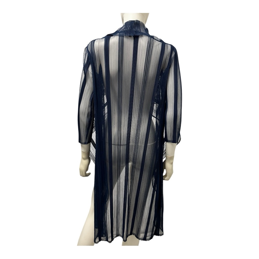 VEECA Structural Modernist Cocktail Navy Blue Women's Wrapper Top Jacket S/M - Picture 5 of 6